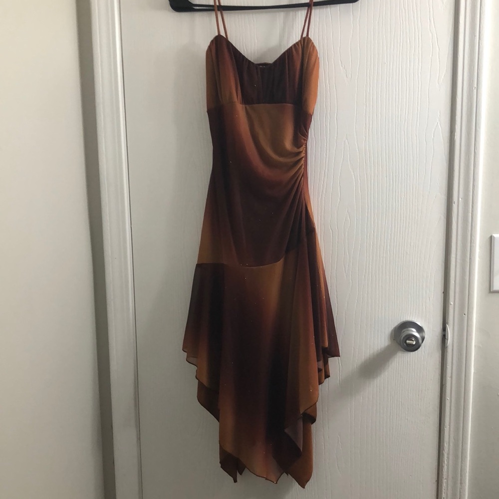 Sparkly flowy red and orange dress